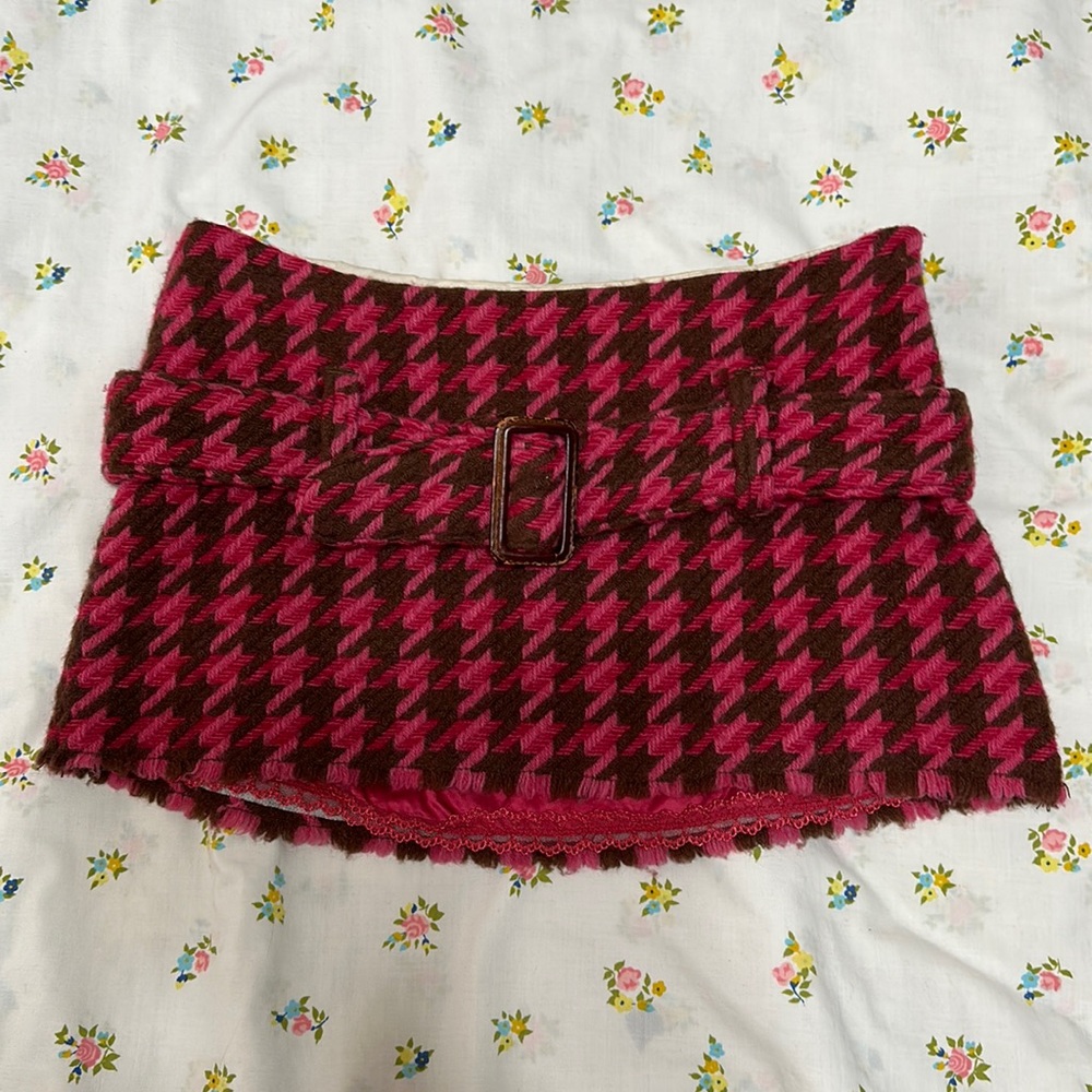 Abercrombie & Fitch Y2K Wool Houndstooth Mini Skirt